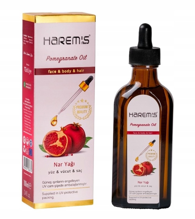 Turecki Olejek z Pestek Granatów do Twarzy, Włosów i Ciała HAREM'S 100ml