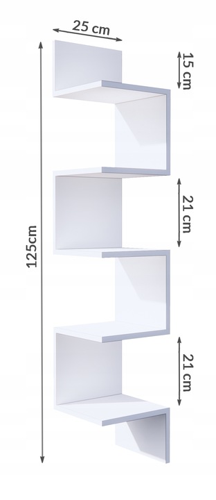 PÓŁKA NAROŻNA ŚCIENNA, BIAŁA WISZĄCA, MATOWA