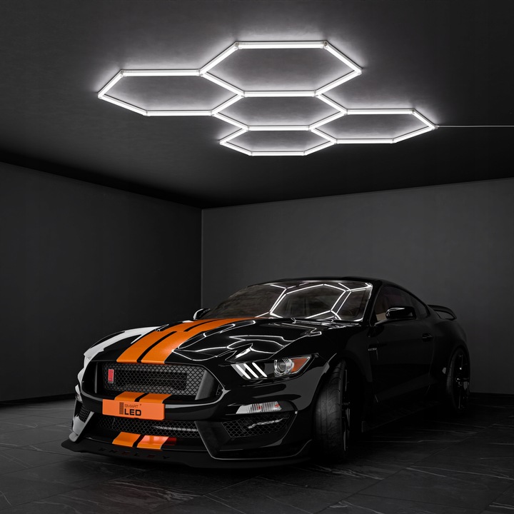 Lampa LED Hexagon Sufitowa Panel Oświetlenie Do Garaż Warsztat 298x209