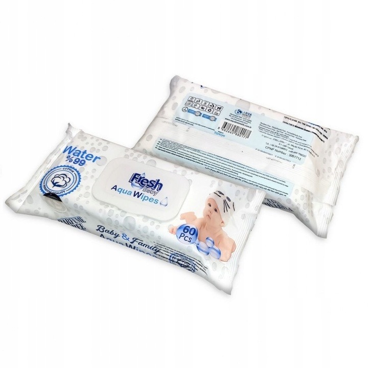 12x AQUA WIPES Nawilżane Chusteczki dla Dzieci 99% Pure Water Mokre 60 szt