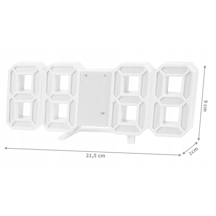 4w1 Zegar cyfrowy LED 3D ścienny stojący budzik termometr data alarm