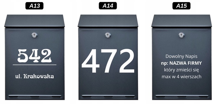 Skrzynka na listy Pocztowa A4 z Napisem, ANTRACYT, CZARNY -kolory