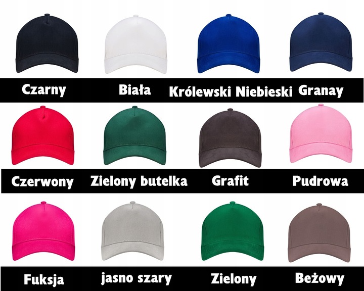 Czapka z daszkiem z WŁASNYM NADRUKIEM LOGO NAPIS