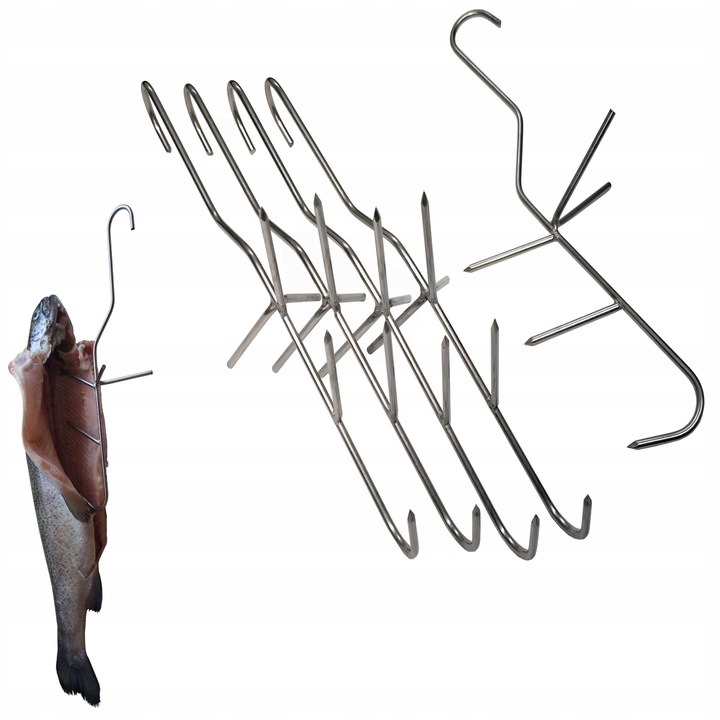 Hak haczyk wędzarniczy do wędzenia ryb potrójne z rozpórką 10 szt. ZUT