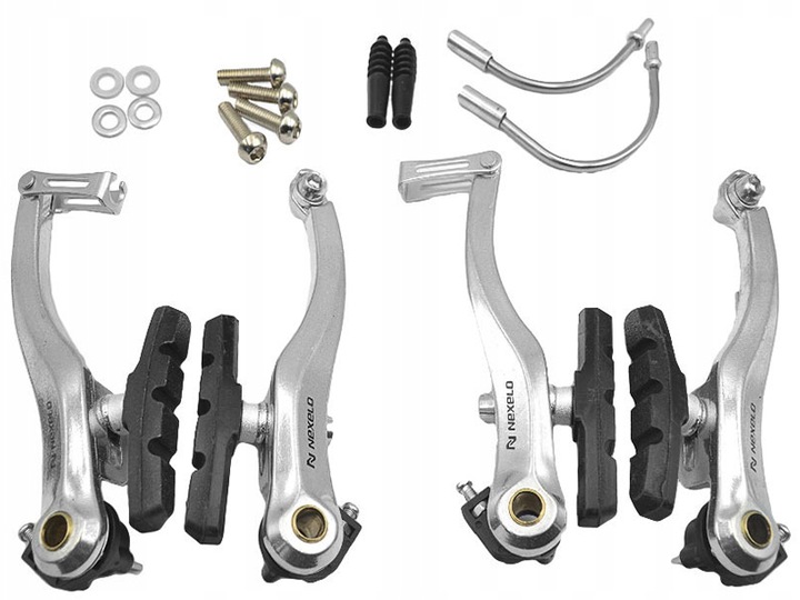 KOMPLET PRZÓD TYŁ HAMULCE ROWEROWE SZCZĘKI V-BRAKE KLOCKI HAMULCOWE ZESTAW