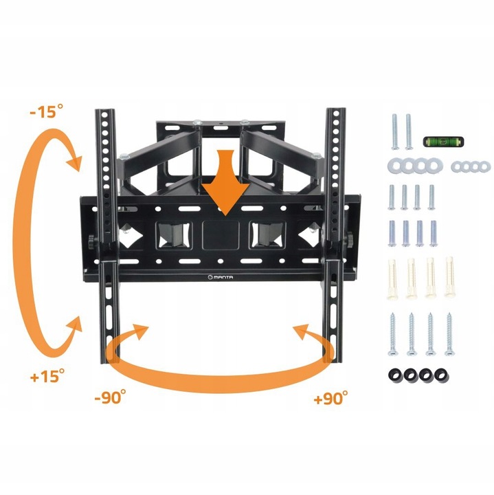 UCHWYT DO TELEWIZORA TV ŚCIENNY WIESZAK 26-75 CALI ŚRUBY POZIOMICA