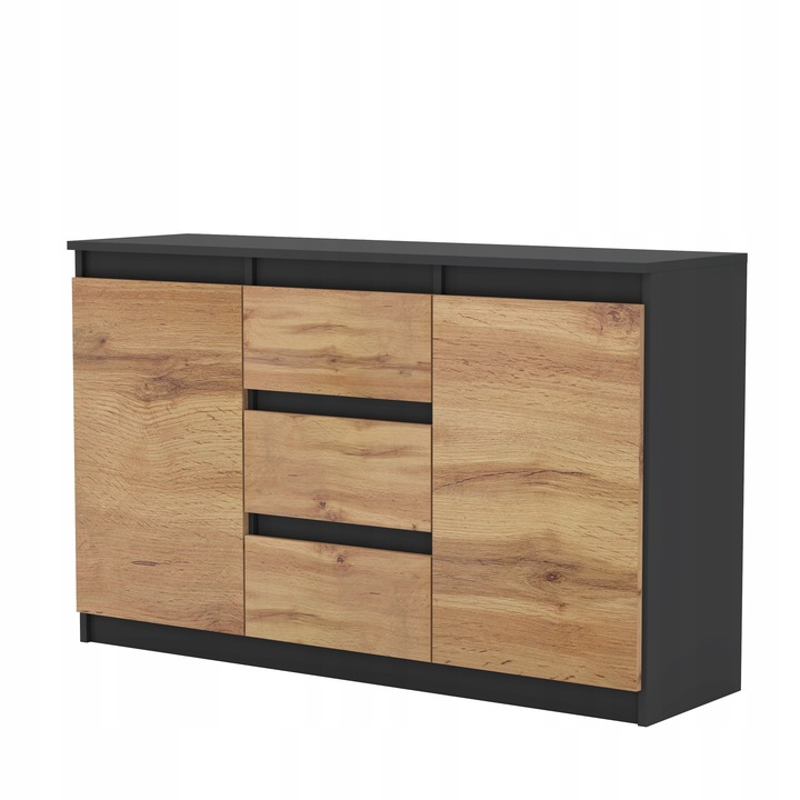 Komoda ANTRACYT WOTAN z szufladami Duza Szafka AGA 120cm do Sypialni