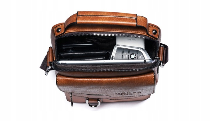 SASZETKA MĘSKA NA RAMIĘ DO RĘKI TORBA KIESZEŃ LISTONOSZKA BRĄZ CZARNY