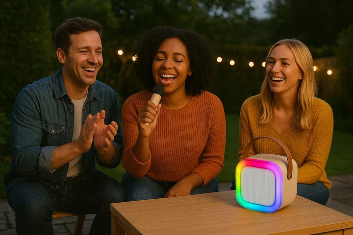 GŁOŚNIK BLUETOOTH BLOW PRZENOŚNY KARAOKE RGB MIKROFON USB SD MINI JACK