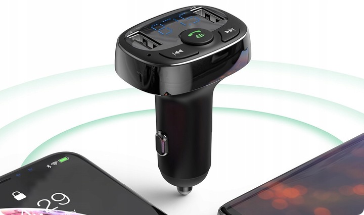BASEUS TRANSMITER FM BLUETOOTH ŁADOWARKA SAMOCHODOWA MP3 2x USB SD/ TF 3.4A
