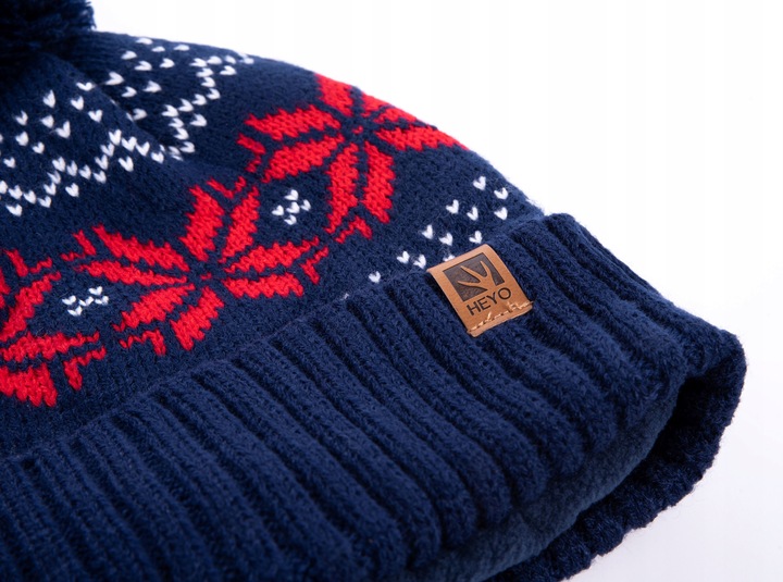 CZAPKA MĘSKA ZIMOWA NORWESKI WZÓR Z POMPONEM CIEPŁA NORWESKA BEANIE