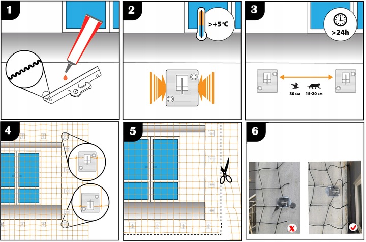SIATKA NA BALKON Z DRUCIKIEM PREMIUM DLA KOTA BEZ WIERCENIA ZESTAW 8x3m