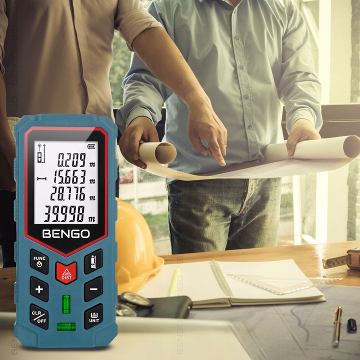 DALMIERZ LASEROWY 50m MIERNIK ODLEGŁOŚCI CYFROWY kątomierz poziomica