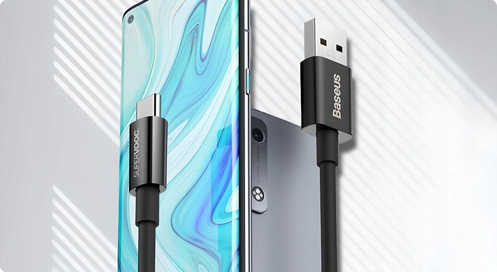 BASEUS MOCNY PRZEWÓD KABEL USB TYPE-C USB-C 65W SUPERVOOC DO OPPO REALME