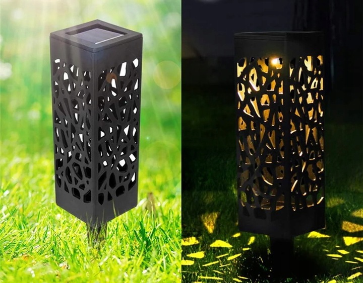 Lampy Solarne Ogrodowe LED Wbijana Do Ogrodu Zewnętrzna Barwa Ciepła Wzorek