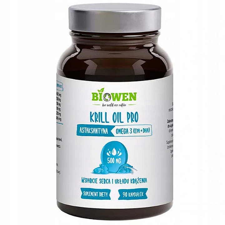 KRILL OIL PRO Olej z kryla BIOWEN EPA DHA fosfolipidy astaksantyna 90 kaps.