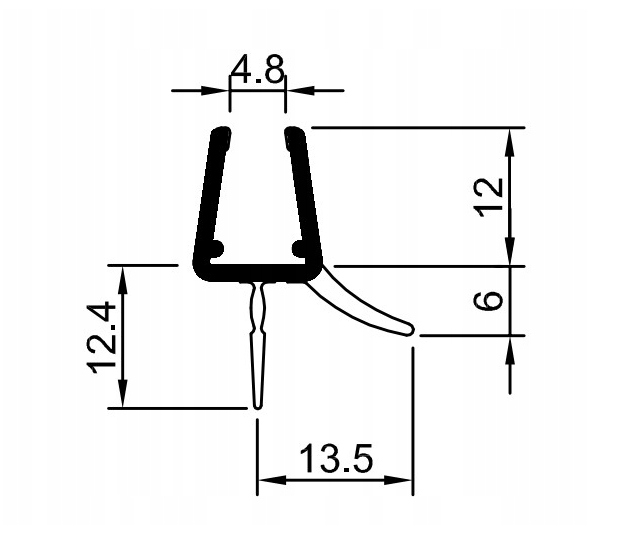 USZCZELKA DOLNA KABINY PRYSZNICOWYCH DRZWI 6-8MM 67 CM
