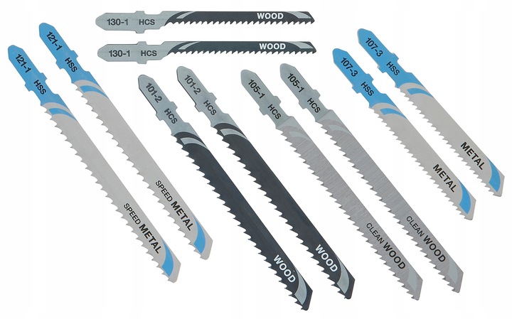 DEWALT ZESTAWY BRZESZCZOTÓW DO WYRZYNAREK DREWNA I METALU 10 SZTUK