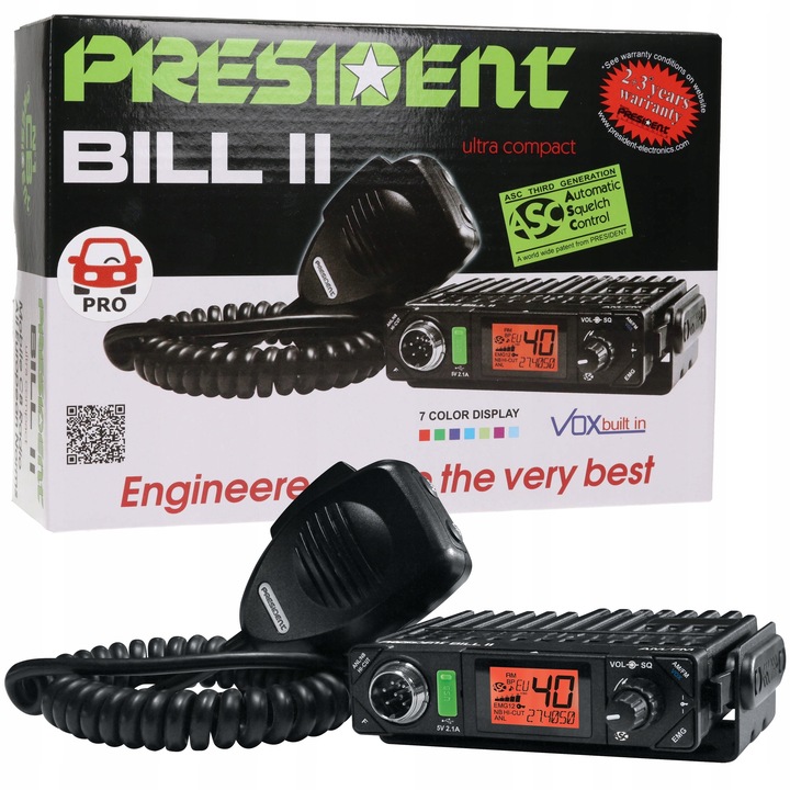CB Radio PRESIDENT Bil Bily ASC małe rozmiary A6P