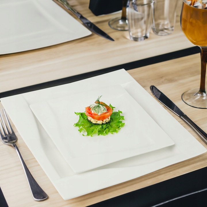 SERWIS OBIADOWY VIVA 18 EL DLA 6 OSÓB KWADRATOWY KPL TALERZY PORCELANOWYCH