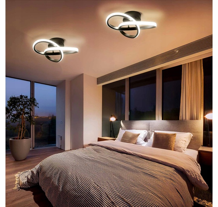 Lampa Sufitowa LED PLAFON Żyrandol 24W Barwa Neutralna Czarna do