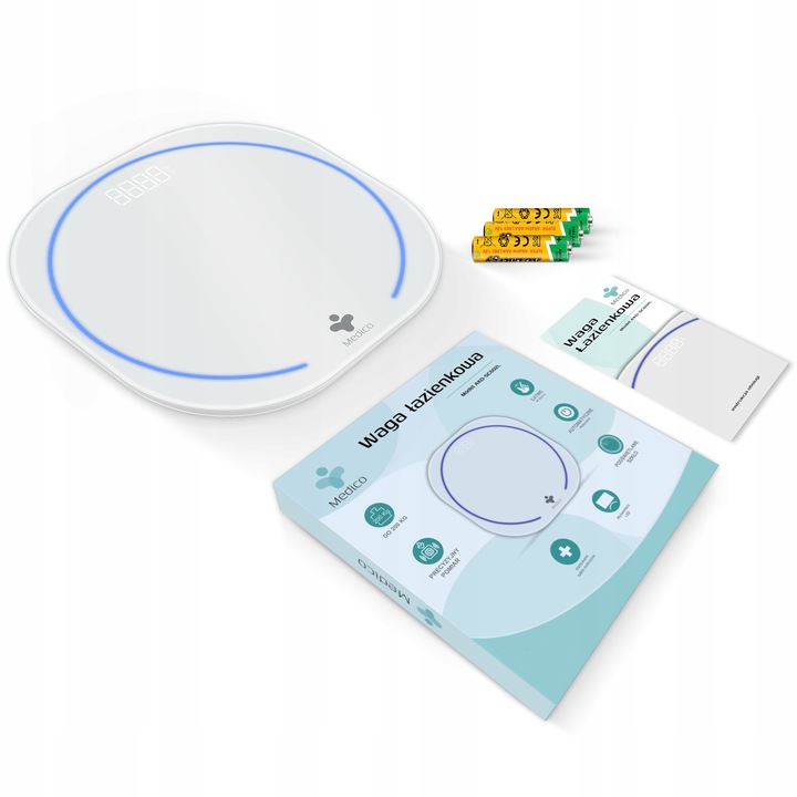WAGA ŁAZIENKOWA ELEKTRONICZNA MEDICO, SMART, APLIKACJA PO POLSKU, BMI