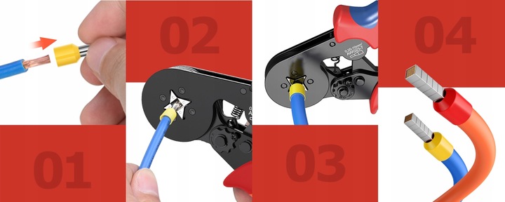 MOCNA Zaciskarka Praska do KONEKTORÓW Końcówek Kabli PRZEWODÓW +500 Tulejek