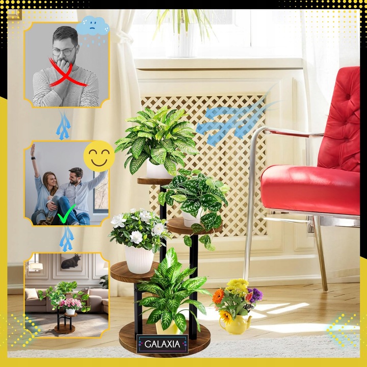 KWIETNIK STOJĄCY Stojak na Kwiaty Kwiatki Rośliny Metalowy Drewniany Loft