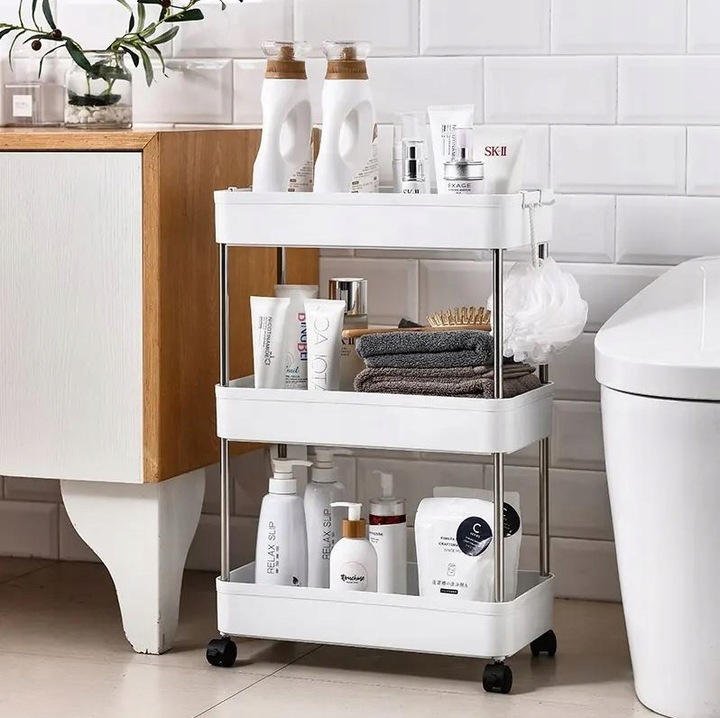 PÓŁKA ŁAZIENKOWA SZAFKA KUCHENNA REGAŁ MOBILNY NA KÓŁKACH 4 POZIOMY