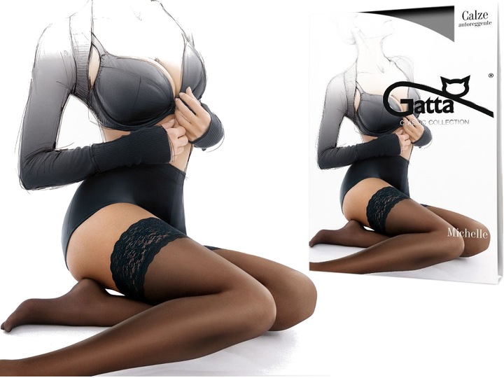 GATTA MICHELLE 01 pończochy samonośne z koronką KOLORY lycra - 3/4