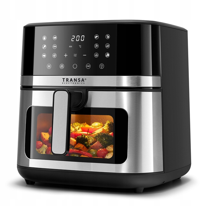 FRYTKOWNICA BEZTŁUSZCZOWA INOX 8L 2200W PODŚWIETLENIE LED 12 PROGRAMÓW