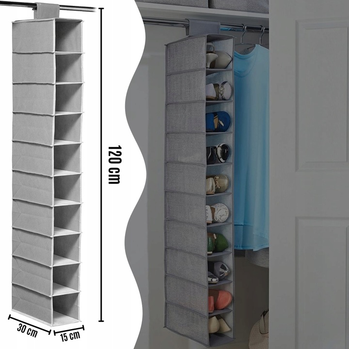 ORGANIZER WISZĄCY DO SZAFY WIESZAK 10 PÓŁEK REGAŁ