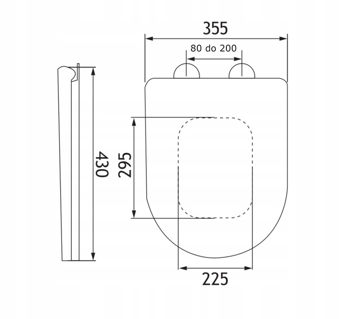 Deska sedesowa WC wolnoopadająca kształ U pokrywa klozetowa uniwersalna