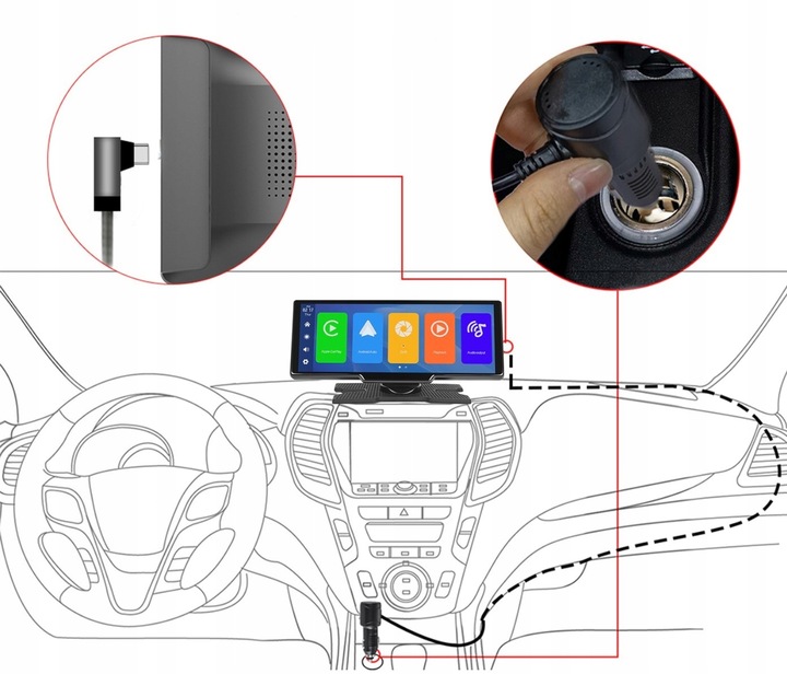 RADIO STACJA MULTIMEDIALNA MONITOR ANDROID AUTO APPLE CARPLAY 2 KAMERY