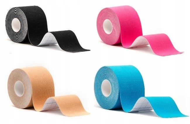 4x TAŚMA KINEZJOLOGICZNA TEJPY .:BANDAŻ GRATIS:. TAPE PLASTRY KINESIOTAPING