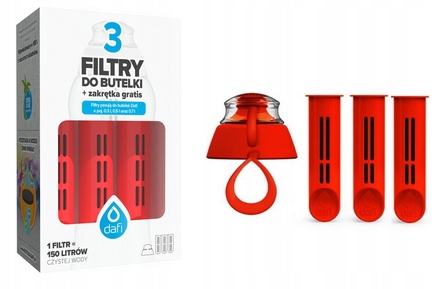 3 X FILTRY DAFI DO BUTELKI FILTRUJĄCEJ SOFT SOLID + ZAKRĘTKA MIX KOLOR