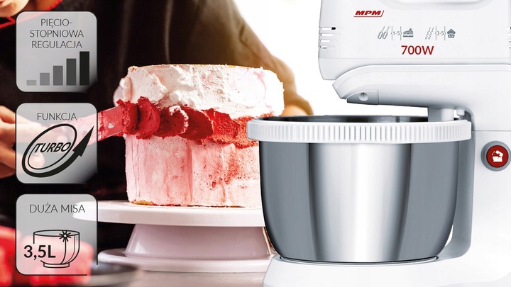 Mikser ręczny z misą biały 700W MPM MMR-21Z