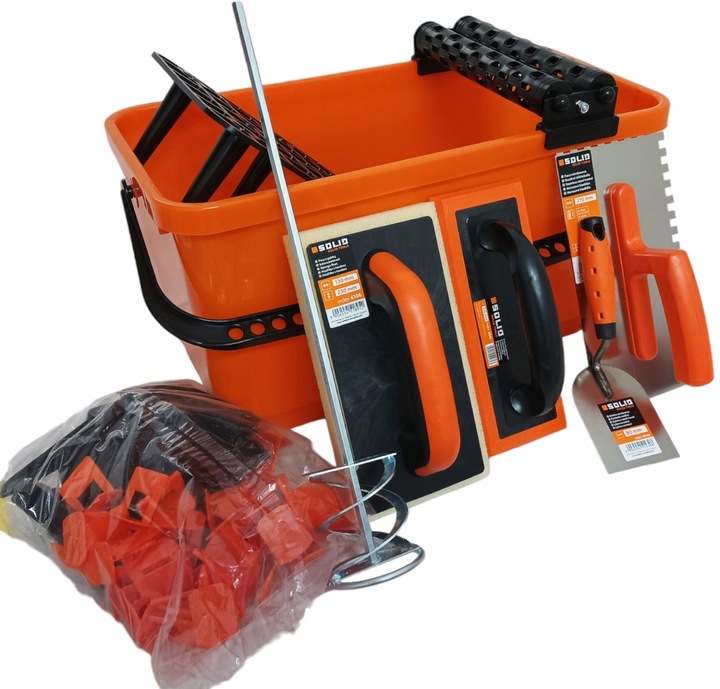 SOLID Wiadro do fugowania 20l mieszadło gąbka paca kielnia 8 el.