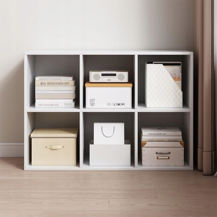 REGAŁ OTWARTY KOMODA KOSTKA 2x3 POJEMNY BIAŁY NA KSIĄŻKI BIUROWY