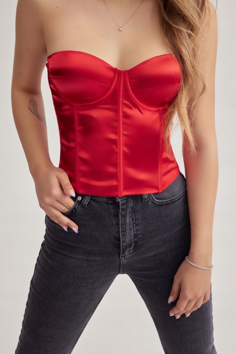 Skoropodobny czerwony top gorset z miekkiej lycry Meriluu