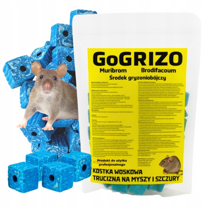 TRUTKA TRUCIZNA NA SZCZURY MYSZY GRYZONIE silna 1,5KG MURIBROM KOSTKA