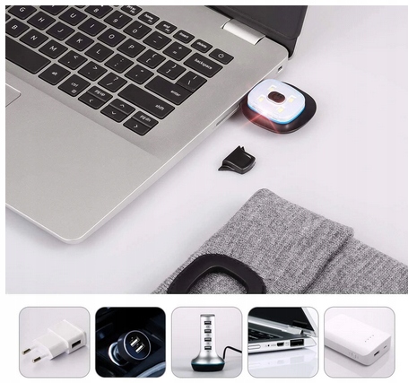 Czapka Zimowa Ocieplana z Latarką Lampką LED Ładowanie USB 4Tryby Świecenia