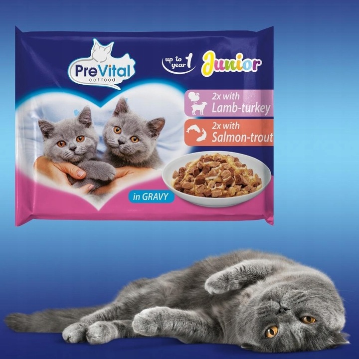 KARMA MOKRA DLA KOTA PREVITAL JUNIOR 52 X 100G SASZETKI DLA KOCIĄT MIX