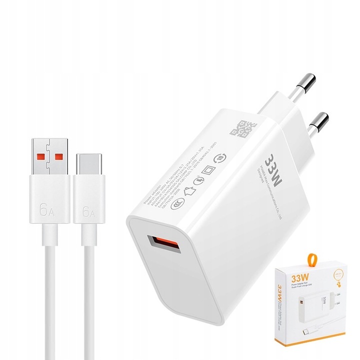 SZYBKA ŁADOWARKA DO XIAOMI REDMI NOTE 33W 3A + 1M KABEL USB TYP C 6A