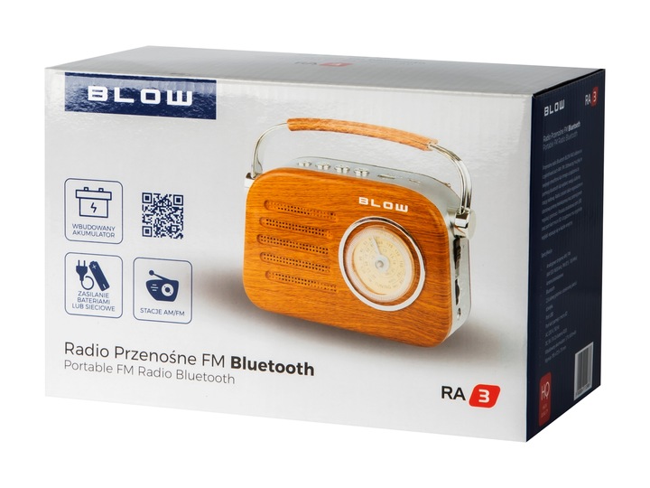 RADIO KUCHENNE RETRO PRZENOŚNE BLUETOOTH FM NA BATERIE R20 SIECIOWE