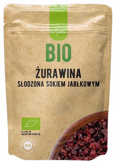 ŻURAWINA suszona BIO 250g z sokiem jabłkowym EKOLOGICZNA BIOSWENA
