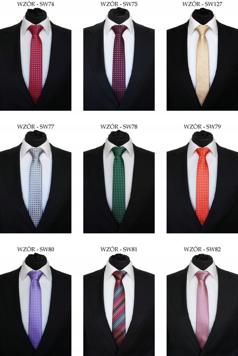 KRAWAT ŚLEDŹ ŚLEDZIK WĄSKI 6 cm - DUŻO WZORÓW
