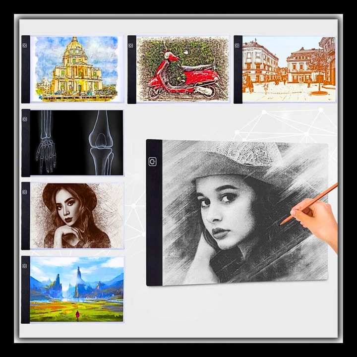 TABLET GRAFICZNY TABLICA DZIECI RYSOWANIA DESKA KREŚLARSKA LED+5 GRATISÓW