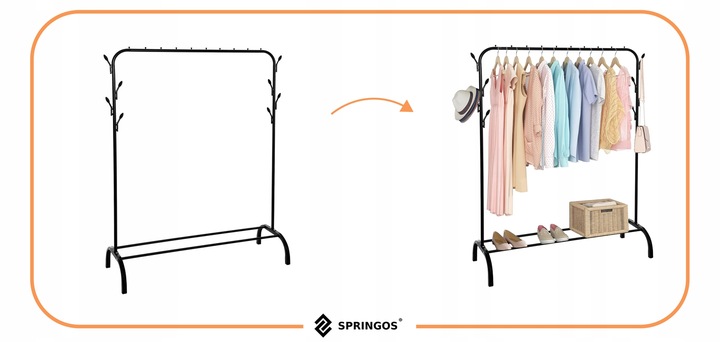 WIESZAK STOJAK NA UBRANIA BUTY STOJĄCY PODŁOGOWY LOFT METALOWY