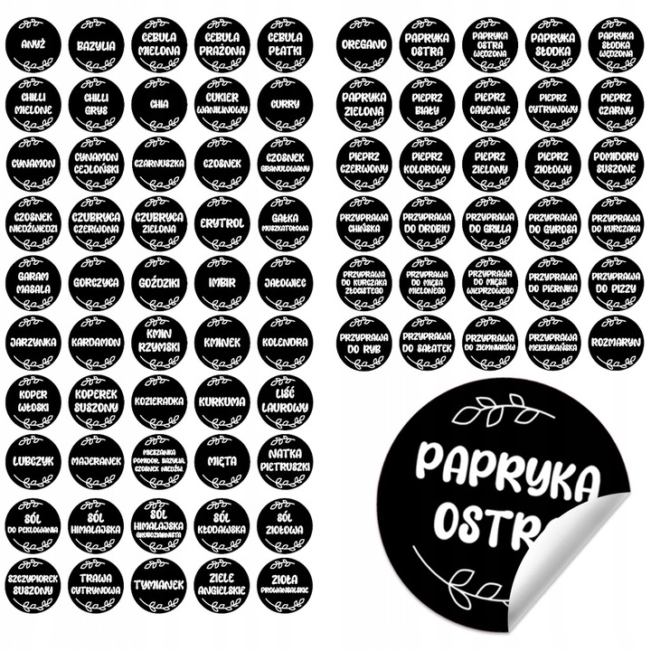 POJEMNIKI NA PRZYPRAWY x24 Szklany słoik 120ml + Etykiety Organizer Kol-Pol